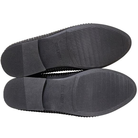 Steve Madden Men Caviarr Slip On Smoking Loafers Size US 11M Black Rhinestones